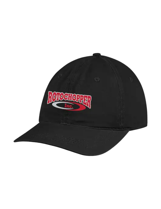Garment Washed Unstructured Twill Black Cap w/Rotochopper Logo