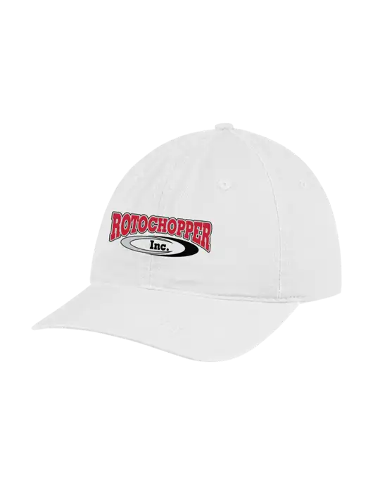 Garment Washed Unstructured Twill White Cap w/Rotochopper Logo