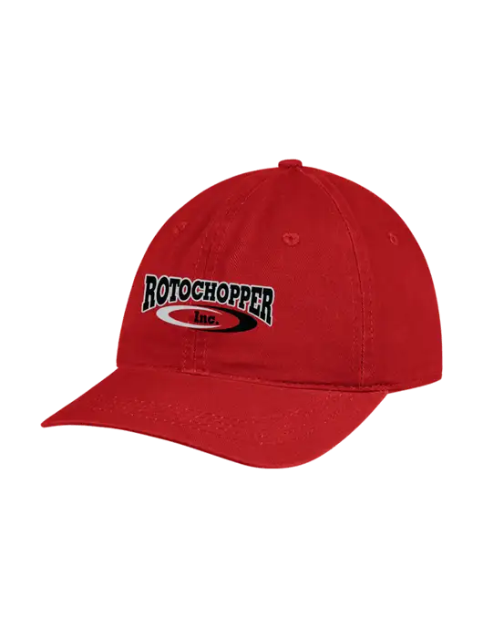 Garment Washed Unstructured Twill Red Cap w/Rotochopper Logo