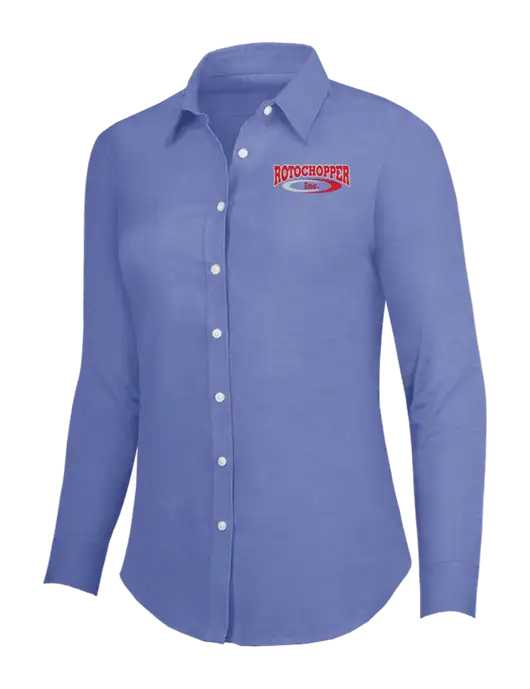Navy Womens SuperPro Oxford Shirt w/Rotochopper Logo