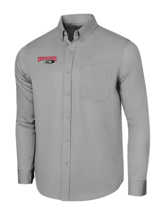 Long Sleeve Light Grey Superpro React Twill Shirt w/Rotochopper Logo