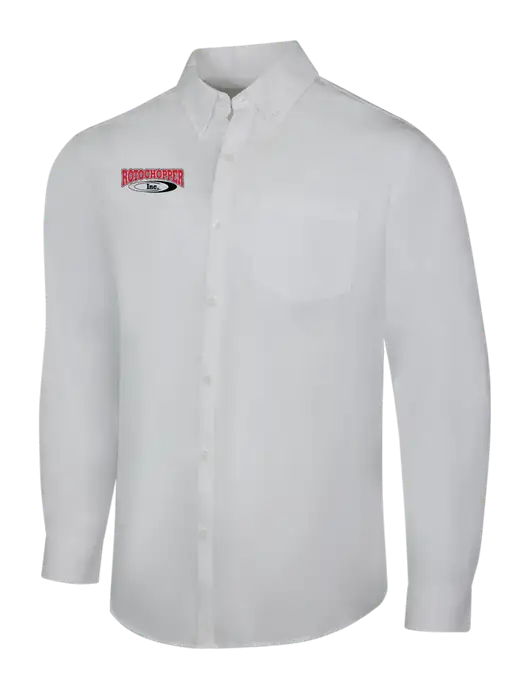 White Long Sleeve Carefree Poplin Shirt w/Rotochopper Logo