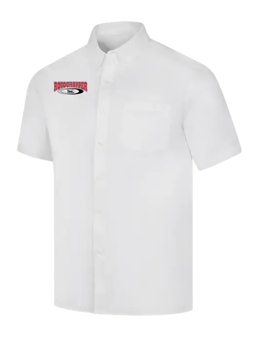 Short Sleeve White Superpro React Twill Shirt w/Rotochopper Logo