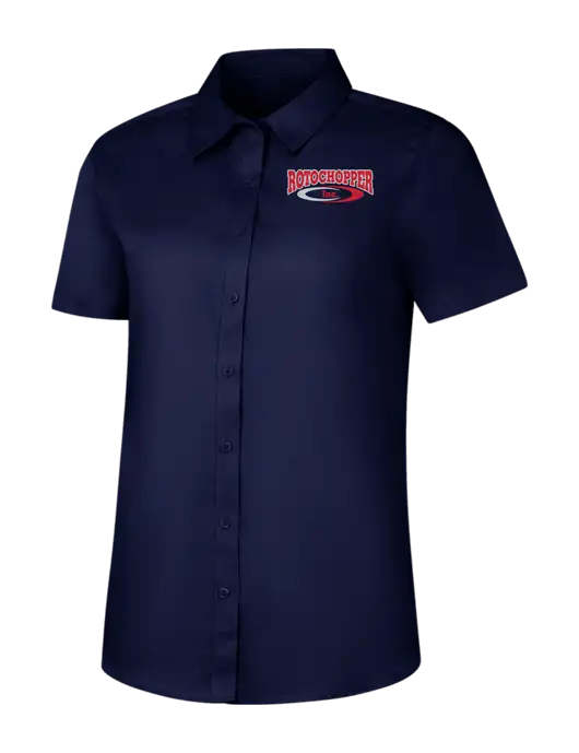 Womens Navy Short Sleeve Superpro React Twill Shirt w/Rotochopper Logo