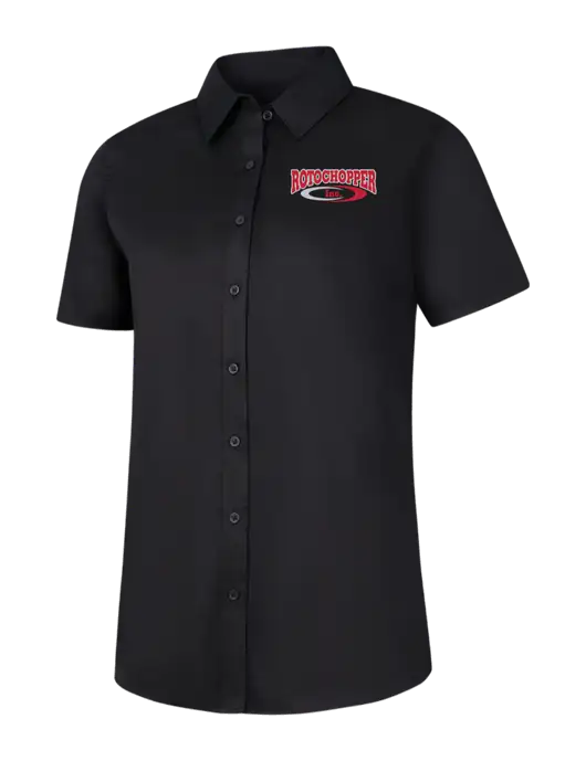 Womens Black Short Sleeve Superpro React Twill Shirt w/Rotochopper Logo