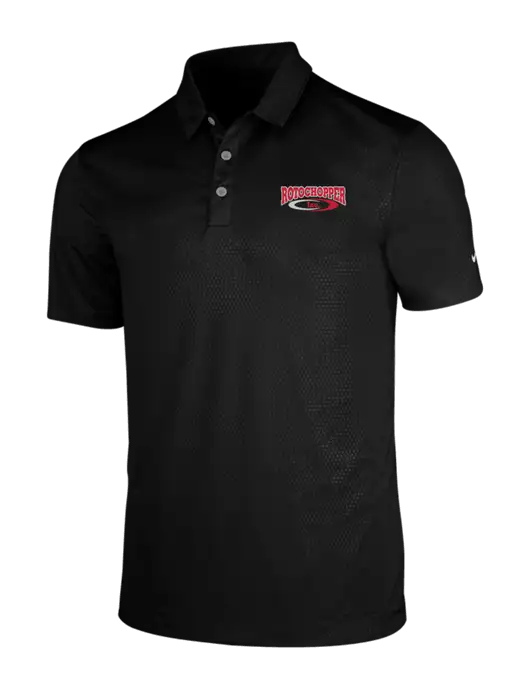 NIKE Black Dri-Fit Embossed Tri-Blade Polo w/Rotochopper Logo