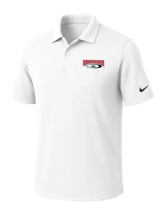 NIKE White Dri-Fit Micro Pique Polo w/Rotochopper Logo