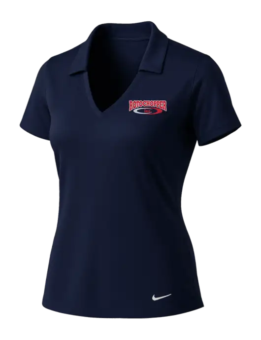 NIKE Dark Navy Womens Dri-Fit Vertical Mesh Polo w/Rotochopper Logo