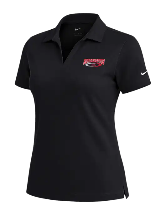 NIKE Black Womens Dri-Fit Micro Pique Polo w/Rotochopper Logo