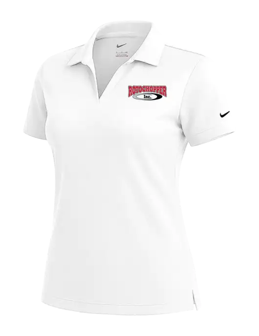 NIKE White Womens Dri-Fit Micro Pique Polo w/Rotochopper Logo