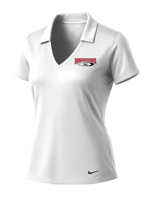 NIKE White Womens Dri-Fit Vertical Mesh Polo w/Rotochopper Logo