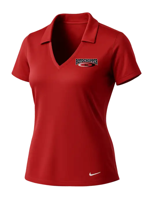 NIKE Red Womens Dri-Fit Vertical Mesh Polo w/Rotochopper Logo