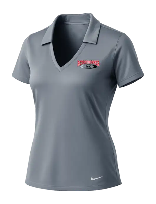 NIKE Medium Grey Womens Dri-Fit Vertical Mesh Polo w/Rotochopper Logo