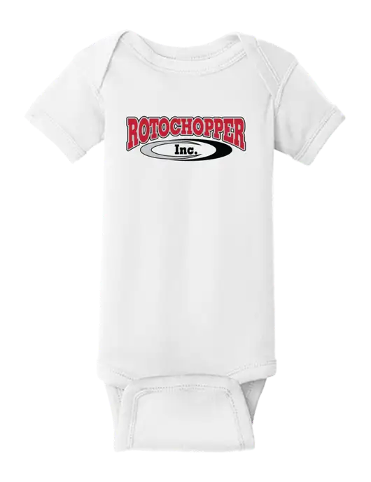 Rabbit Skins White Infant Short Sleeve Baby Rib Bodysuit w/Rotochopper Logo