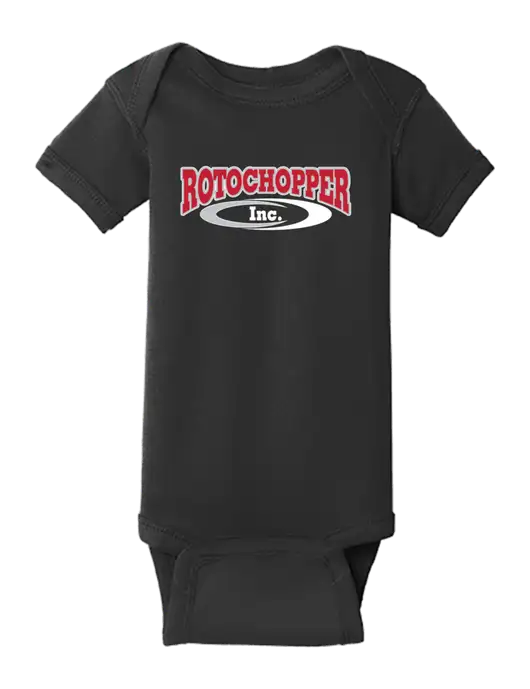Rabbit Skins Black Infant Short Sleeve Baby Rib Bodysuit w/Rotochopper Logo