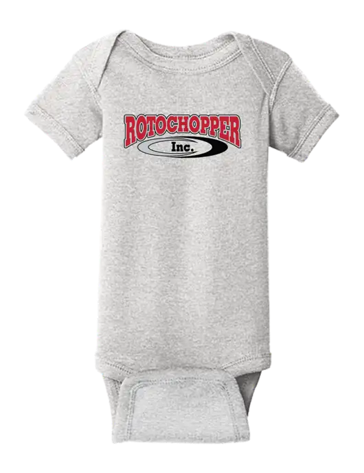 Rabbit Skins Light Grey Heather Infant Short Sleeve Baby Rib Bodysuit w/Rotochopper Logo