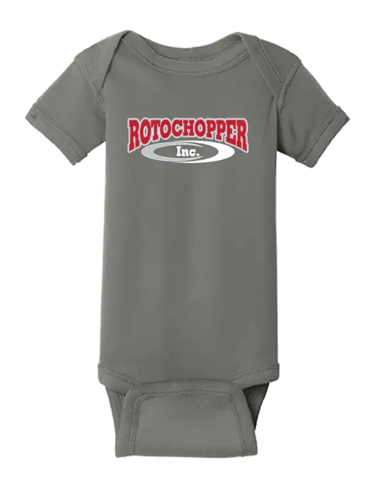 Rabbit Skins Charcoal Infant Short Sleeve Baby Rib Bodysuit w/Rotochopper Logo