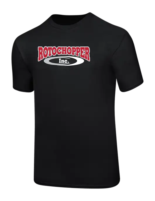 Ring Spun Jet Black 4.5 oz T-Shirt w/Rotochopper Logo