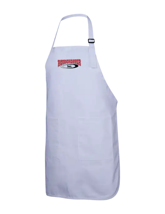 Full-Length White Apron With Pockets w/Rotochopper Logo