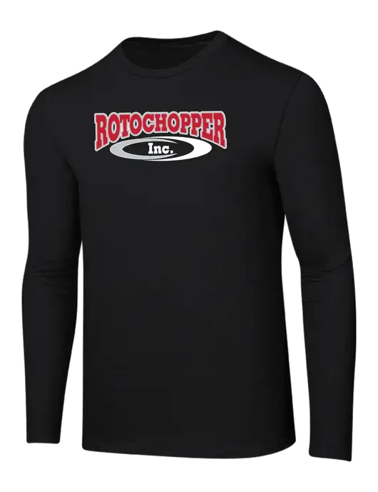 Ring Spun Jet Black 4.5 oz Long Sleeve T-Shirt w/Rotochopper Logo