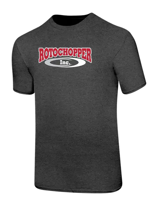 Ring Spun Dark Heather Grey 4.5 oz T-Shirt w/Rotochopper Logo
