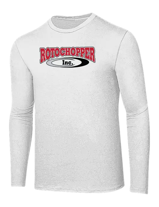 Ring Spun White 4.5 oz Long Sleeve T-Shirt w/Rotochopper Logo