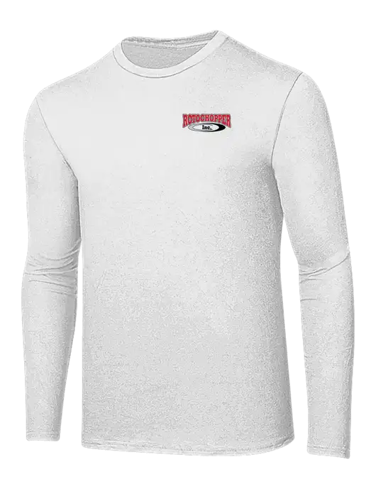 Ring Spun White 4.5 oz Long Sleeve T-Shirt w/Rotochopper Logo