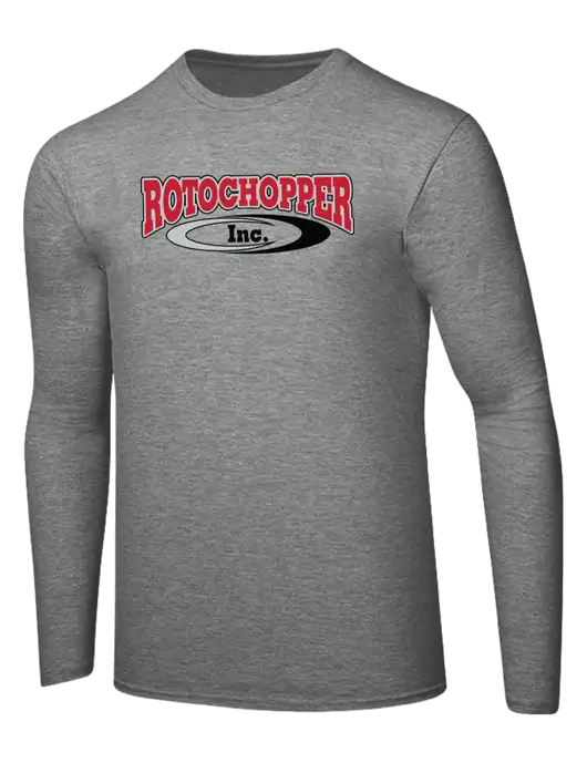 Ring Spun Light Heather Grey 4.5 oz Long Sleeve T-Shirt w/Rotochopper Logo
