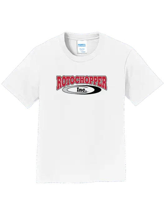 Youth Ring Spun White 4.5 oz T-Shirt w/Rotochopper Logo