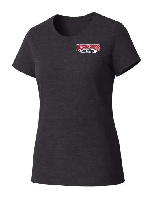 Womens Seriously Soft Heathered Charcoal T-Shirt w/Rotochopper Logo