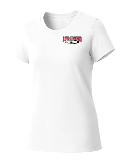 Womens Seriously Soft White T-Shirt w/Rotochopper Logo