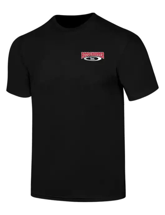 Simply Soft Black 4.5oz  Poly/Combed Ring Spun Cotton T-Shirt w/Rotochopper Logo