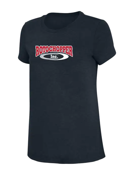 Womens Simply Soft Navy 4.5oz Poly/Combed Ring Spun Cotton T-Shirt w/Rotochopper Logo