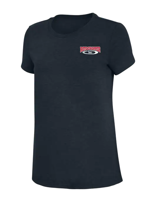 Womens Simply Soft Navy 4.5oz Poly/Combed Ring Spun Cotton T-Shirt w/Rotochopper Logo