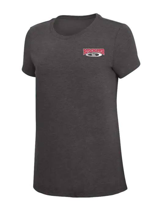 Womens Simply Soft Heather Charcoal 4.5oz  Poly/Combed Ring Spun Cotton T-Shirt w/Rotochopper Logo