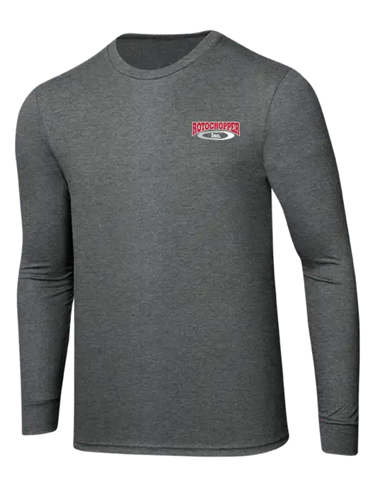 Simply Soft Long Sleeve Medium Grey Frost 4.5 oz, Poly/Combed Ring Spun Cotton T-Shirt w/Rotochopper Logo
