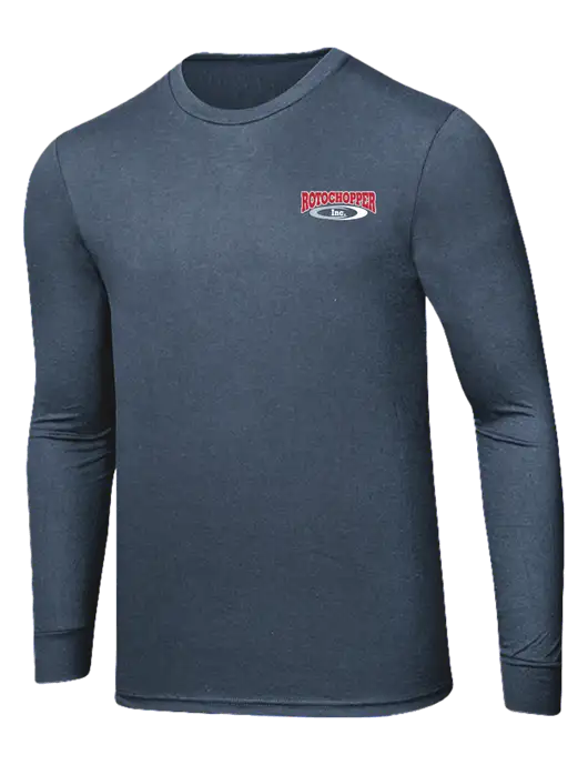Simply Soft Long Sleeve Navy Frost 4.5 oz, Poly/Combed Ring Spun Cotton T-Shirt w/Rotochopper Logo