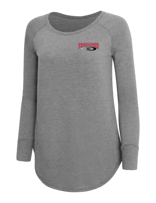 Womens Perfect Wide Collar Tunic Tri-Blend Grey Frost 4.5 oz T-Shirt w/Rotochopper Logo