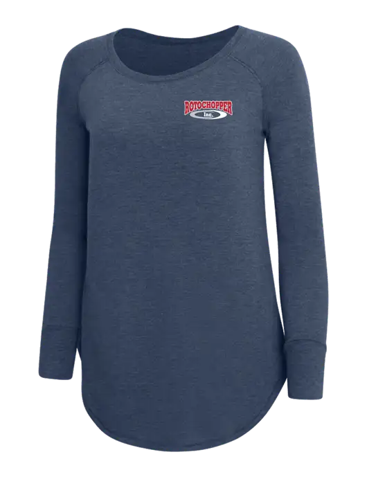 Womens Perfect Wide Collar Tunic Tri-Blend Navy Frost 4.5 oz T-Shirt w/Rotochopper Logo