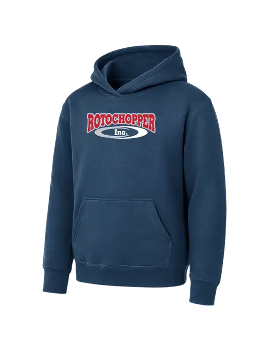 Youth Navy 7.8 oz Pullover Hooded Sweatshirt w/Rotochopper Logo