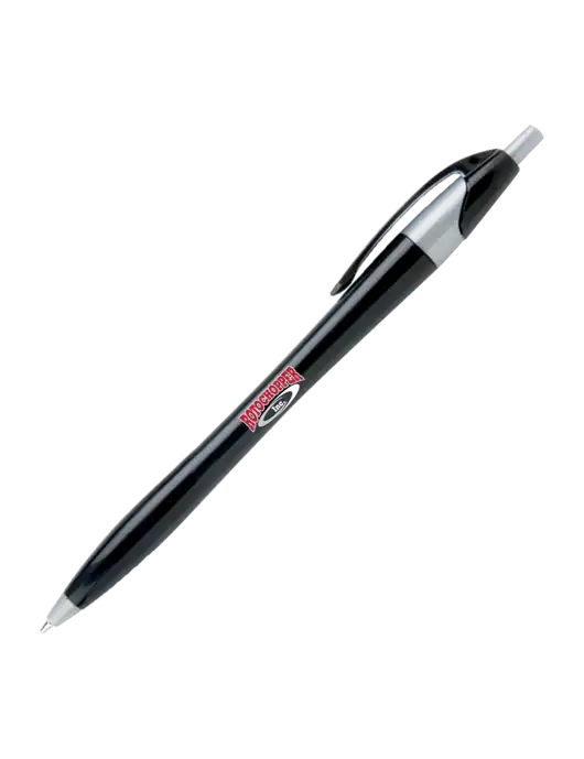 Novella Black/Silver Corporate Pen - Blue Ink w/Rotochopper Logo
