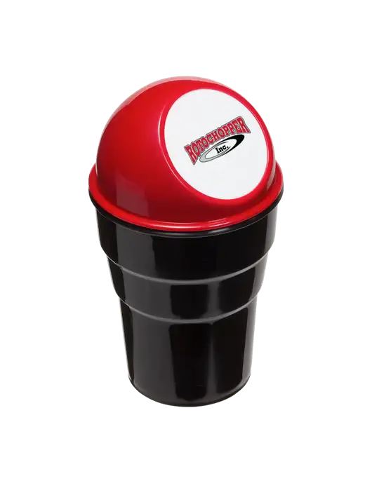 Red Car Cup Holder Trash Can w/Rotochopper Logo