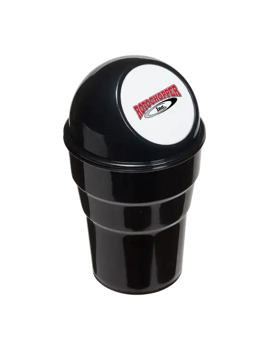 Black Car Cup Holder Trash Can w/Rotochopper Logo