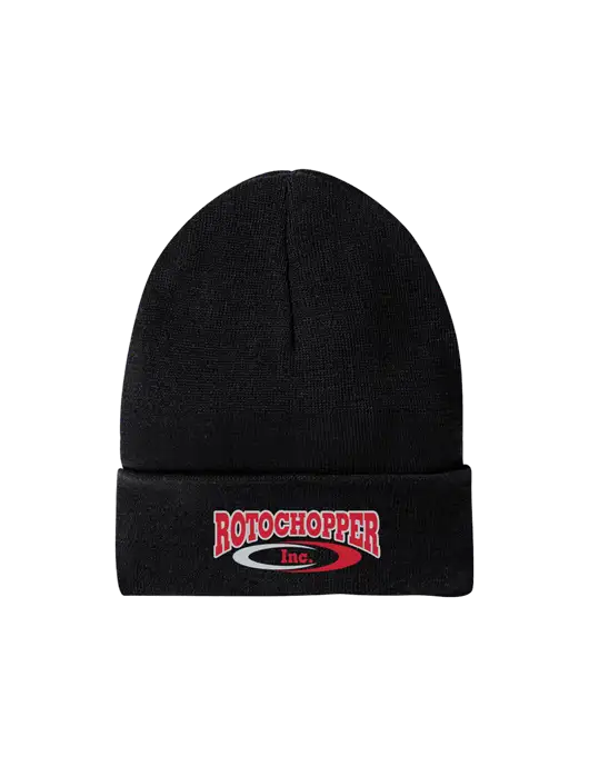 Recycled Black Beanie w/Rotochopper Logo