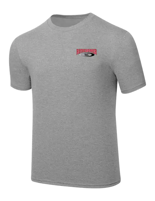 Simply Soft Heathered Light Grey 4.5oz  Poly/Combed Ring Spun Cotton T-Shirt w/Rotochopper Logo