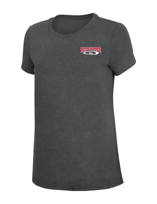 Womens Simply Soft Charcoal 4.5oz Poly/Combed Ring Spun Cotton T-Shirt w/Rotochopper Logo