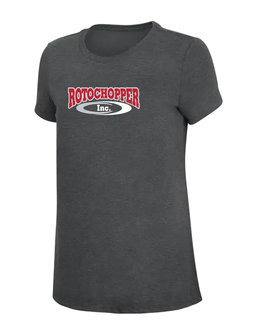 Womens Simply Soft Charcoal 4.5oz Poly/Combed Ring Spun Cotton T-Shirt w/Rotochopper Logo