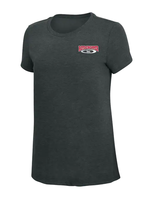 Womens Simply Soft Black Frost 4.5oz Poly/Combed Ring Spun Cotton T-Shirt w/Rotochopper Logo