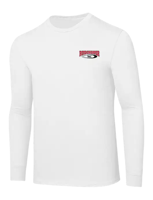 Core Blend White Long Sleeve Tee w/Rotochopper Logo