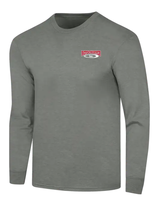 Simply Soft Long Sleeve Heathered Charcoal 4.5 oz, Poly/Combed Ring Spun Cotton T-Shirt w/Rotochopper Logo
